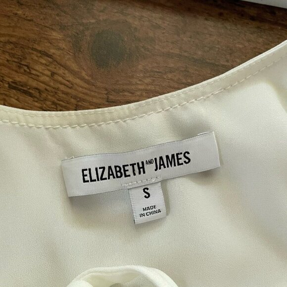 Elizabeth and James Womens Top Sz Small White Crepe Low Tie Back Bell Sleeve - Picture 9 of 9